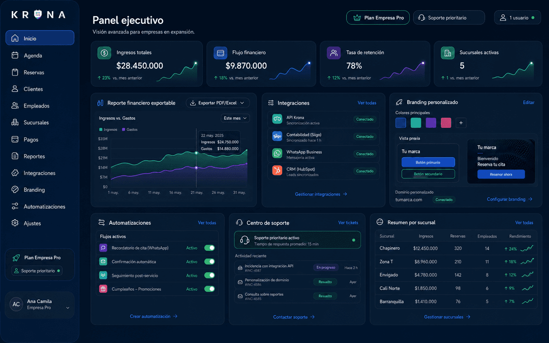 Dashboard de Plan Avanzado en pc